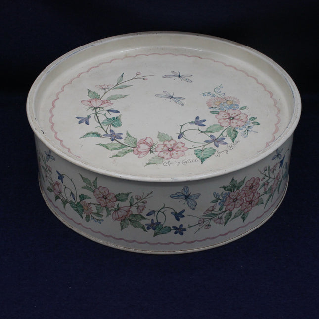 Floral biscuit tin with butterfly