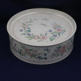 Floral biscuit tin with butterfly