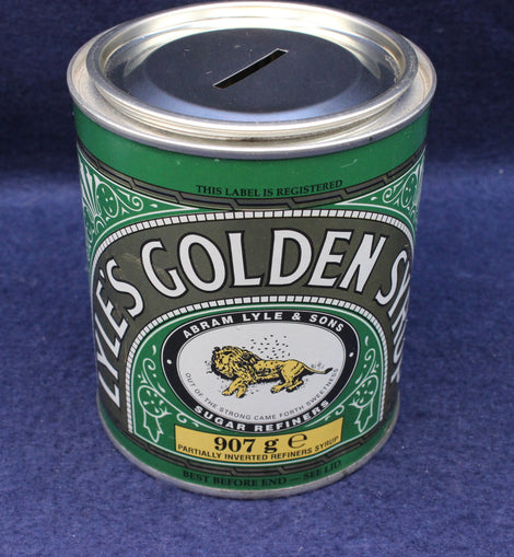 Money box with Lyle's Golden Syrup Branding