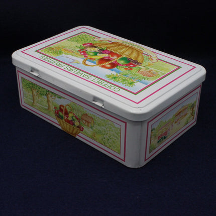 Fruity Flavors Gift Box Tin on a blue background