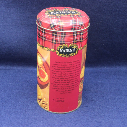Nairn's logo on tartan background