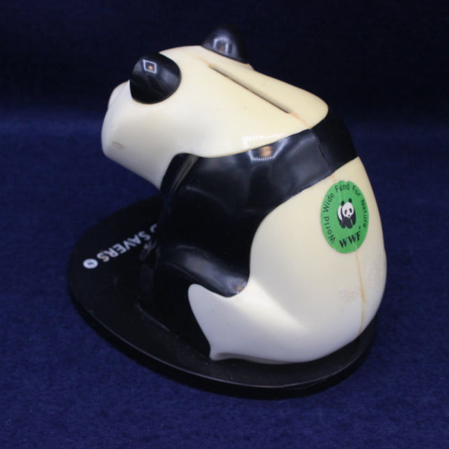 Front view of NatWest Bank World Savers panda money box showing classic retro design.