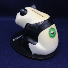 Front view of NatWest Bank World Savers panda money box showing classic retro design.