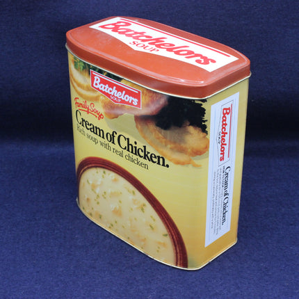 Batchelors soup recipe on side of a collectors tin