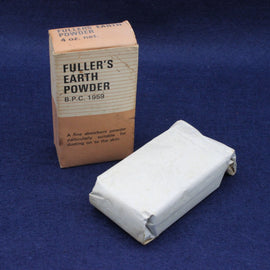 Fuller's Earth Powder packaging on a blue background