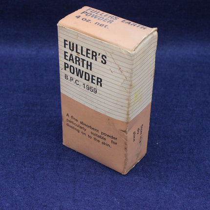 Box of Fuller's Earth Powder on a blue background