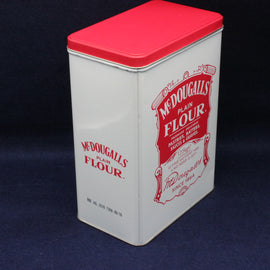 McDougalls Collectable Flour Tin with red lid and white sides