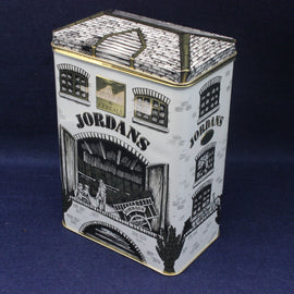 Vintage-style cereal box with 'Jordans' branding on a dark blue background