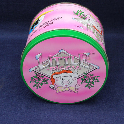 Pink container with 'Little Piggy' branding on a dark blue background