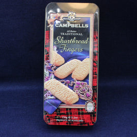 Campbell's Traditional Shortbread Fingers packaging on a dark blue background