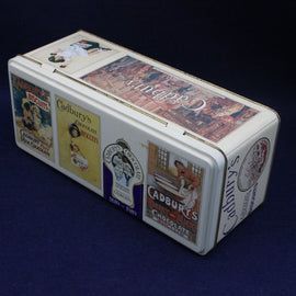 Vintage-style Cadbury's chocolate packaging on a dark blue background