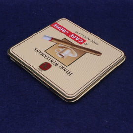 Cigarette pack with a coffee-themed design on a blue background