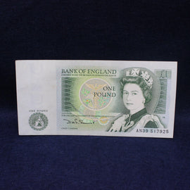 One pound banknote from the Bank of England on a dark background