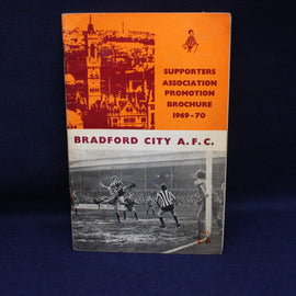 Brochure for Bradford City A.F.C. Supporters Association Promotion Brochure 1969-70 on an orange and black background