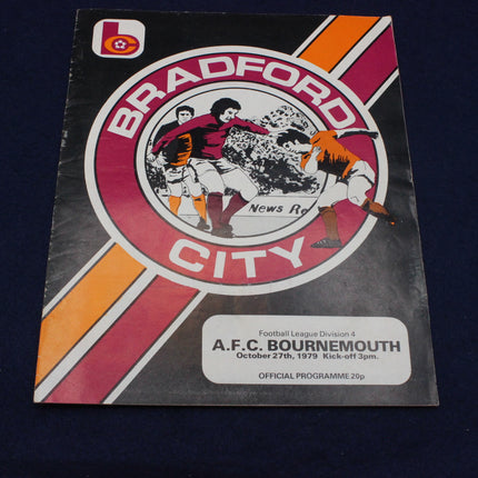 Football match programme for Bradford City vs AFC Bournemouth with vintage design