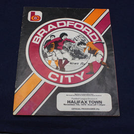 Bradford City football club programme from a match against Halifax Town in 1973