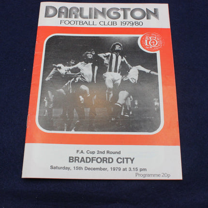 Darlington Football Club 1979/80 programme for FA Cup match against Bradford City