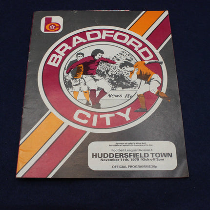 Vintage football match programme for Bradford City vs Huddersfield Town, 1979