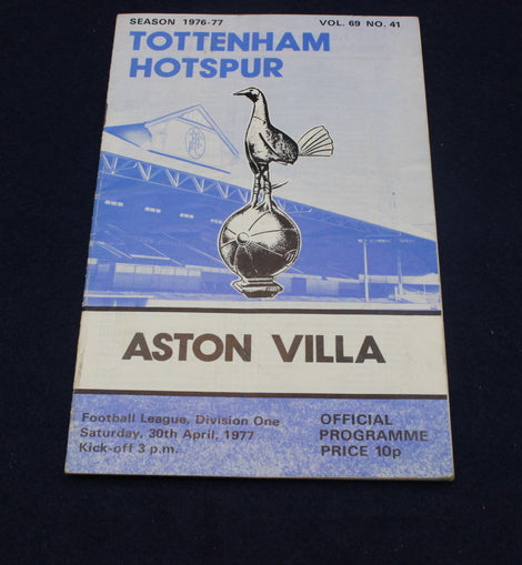 Tottenham vs Aston Villa Programme – Division One 1977
