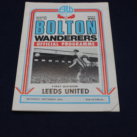 Bolton Wanderers football club programme from 1979-80 season against Leeds United