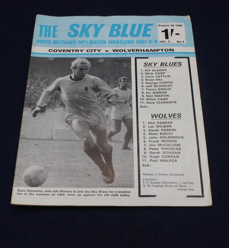 Vintage sports magazine cover featuring a football player and match details on a dark background