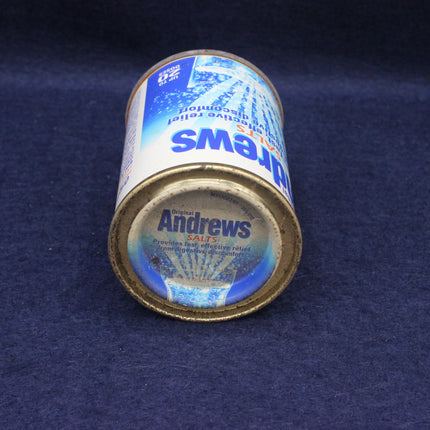 Can of Andrews Salts on a dark blue background