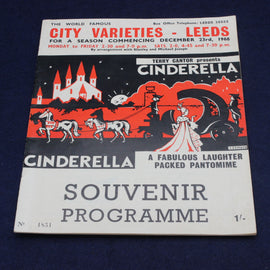 Souvenir programme for 'Cinderella' at City Varieties, Leeds, featuring artwork of Cinderella and a castle.