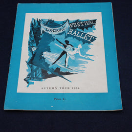 Vintage program for London Festival Ballet Autumn Tour 1956 on a dark background