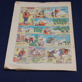 Comic strip page with multiple panels on a blue background