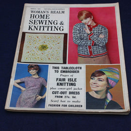 Cover of 'Woman's Realm Home Sewing & Knitting' magazine from March 1962 with model images and text.