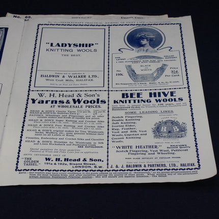 Vintage advertisement for Ladyship Knitting Wools and W.H. Head & Son's Yarns & Wools on a black background