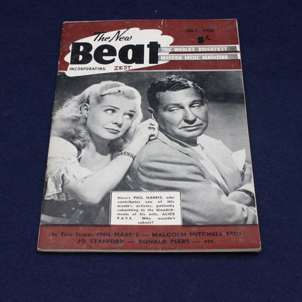 Vintage July 1950 The New Beat Magazine cover featuring a couple on the front with text about Phil Harris and Alice.