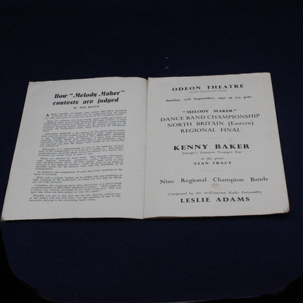 Open 1952 Melody Maker Dance Band Championship Programme with text on a dark background