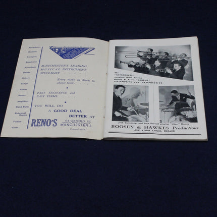 Open 1947 Melody Maker Dance Band Championship Programme with text and images on a dark background