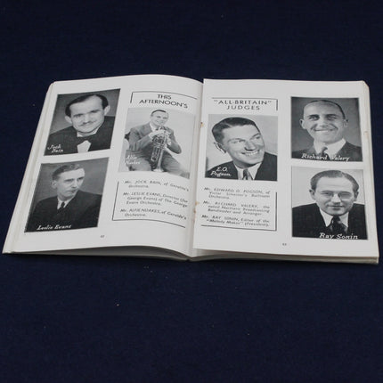 Open 1946 Melody Maker Dance Band Championship Programme with black and white photographs of men on a dark background