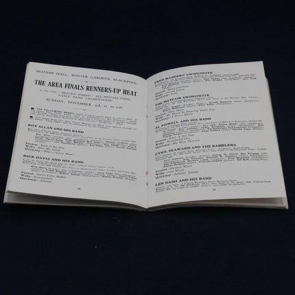 Open 1946 Melody Maker Dance Band Championship Programme with printed text on a dark background