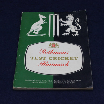Rothman's Test Cricket Almanack on a dark background