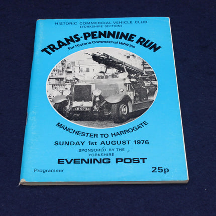 Programme cover for Trans Pennine Run event featuring a truck on a blue background
