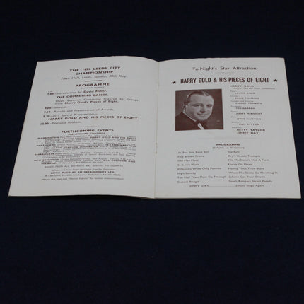 Open 1951 National Dance Band Championship Programme with text and a portrait of a man on a dark background