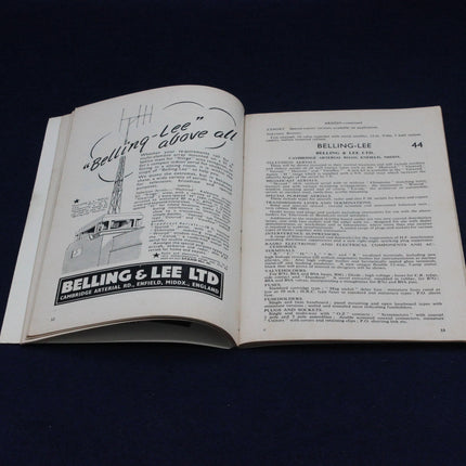 Open 1952 Northern Radio Show Catalogue with text and advertisements on a dark background