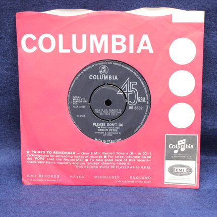 45 rpm Record – “Please Don’t Go” / “I’ve Lost My Love” – Donald Peers (1968)