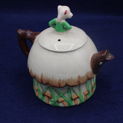 Vintage Suvesco Crackle Glaze Mushroom Cottage Teapot
