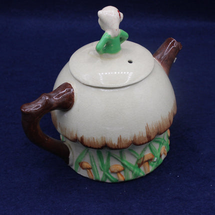 Vintage Suvesco Crackle Glaze Mushroom Cottage Teapot