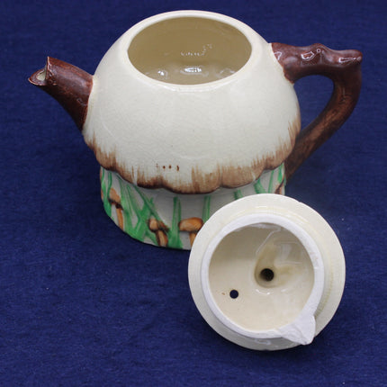 Vintage Suvesco Crackle Glaze Mushroom Cottage Teapot