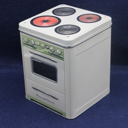 Model of a stove with a blue background