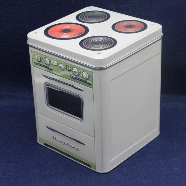 Model of a stove with a blue background