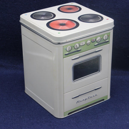 Toy stove with a blue background