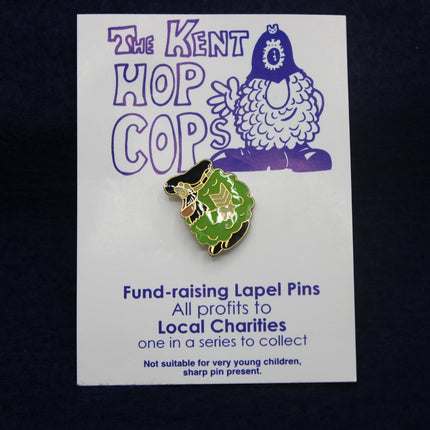Kent Hop Cops Green‑Uniform Charity Pin – Vintage Badge on Original Card