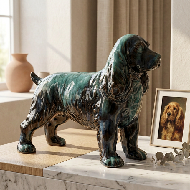 Large Blue Mountain Pottery Dog – Classic Drip‑Glaze Figurine