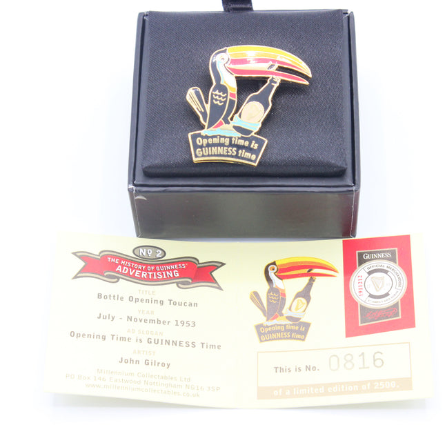 Limited Edition Guinness badge Bottle Opening Toucan